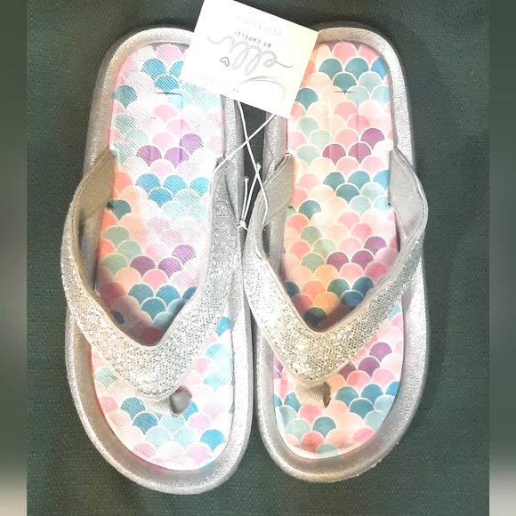 Girls mermaid flip flops! NWT! SZ..L 1/2 - Picture 2 of 6